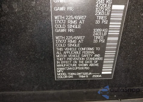 2018 Nissan Rogue Sv z USA, uszkodzony, nr VIN KNMAT2MV2JP506760